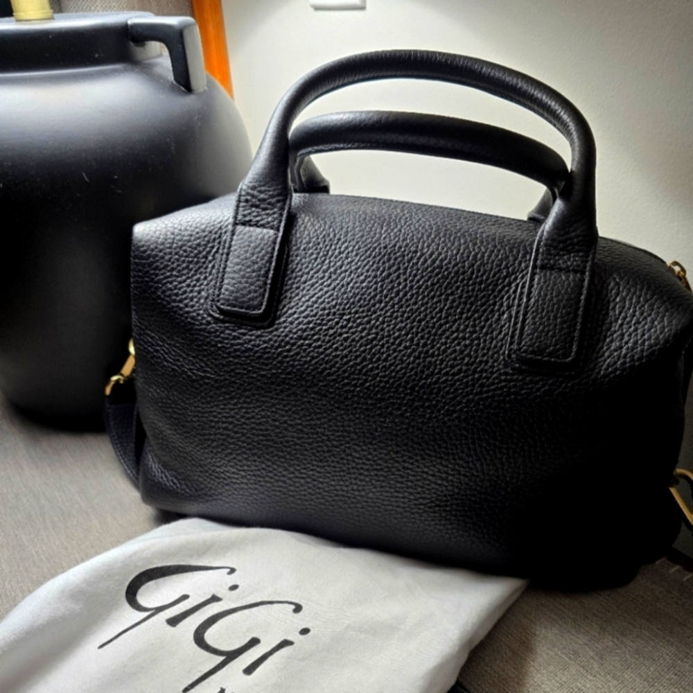 GiGi New York Black Pebbled Leather Dome Satchel - Picture 1 of 7